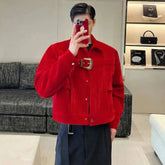 Men's Buckle Velvet Jacket